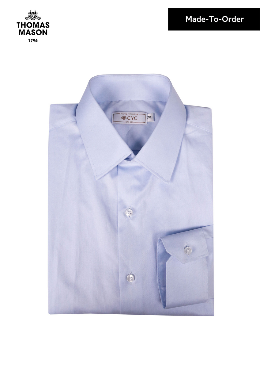 Light Blue Wrinkle Resistant Twill Men's Long Sleeve Business Shirt