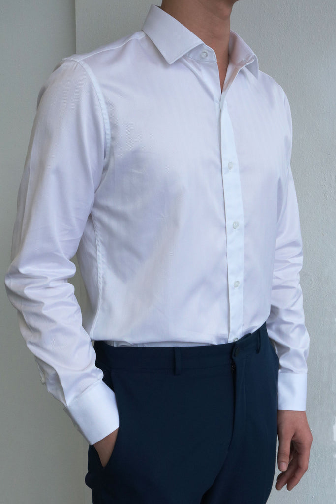CYC-tailor-white-business-shirt-herringbone-modelled