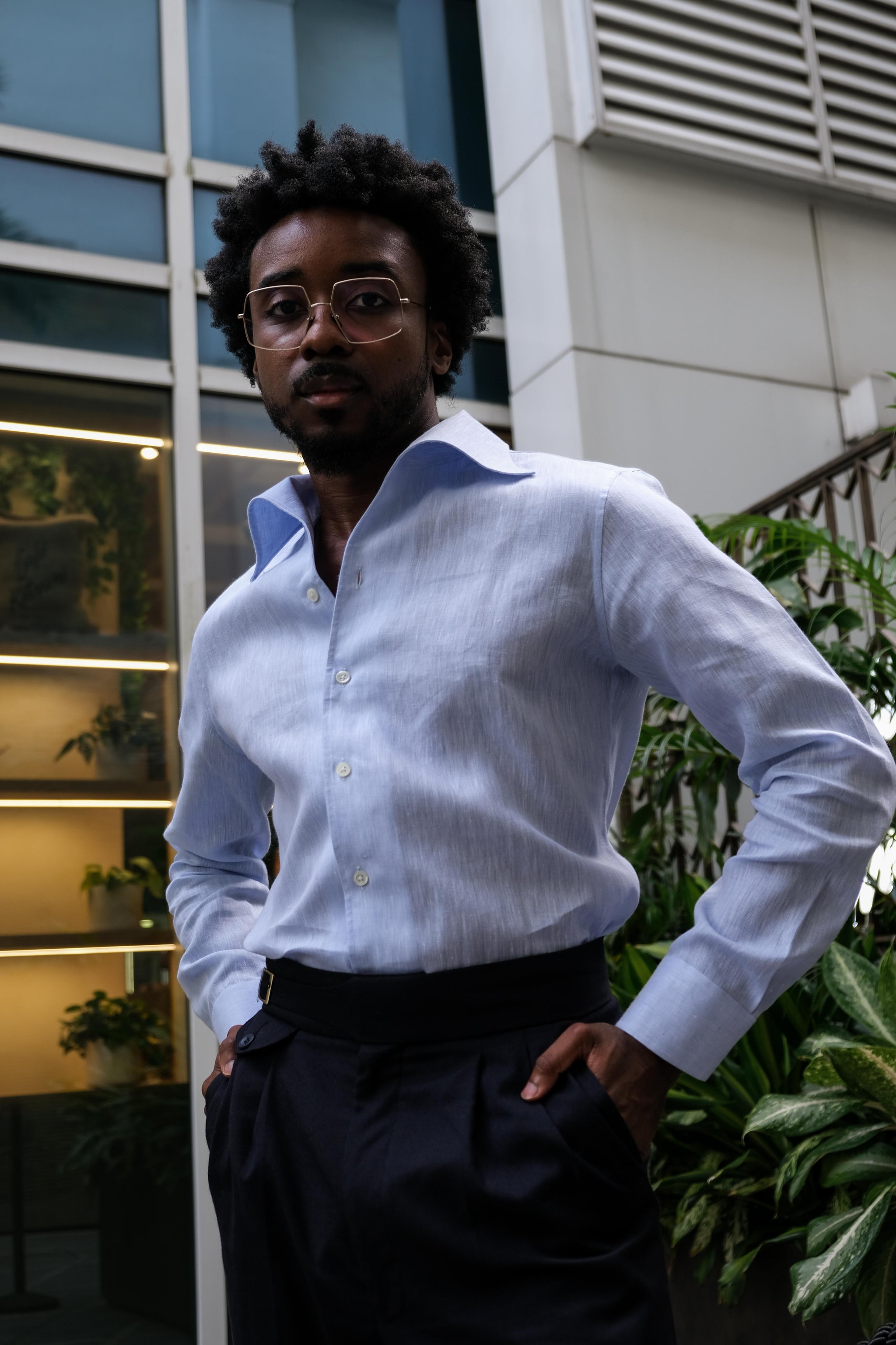Blue Linen Widespread OPC Shirt Blue Linen Widespread OPC Shirt