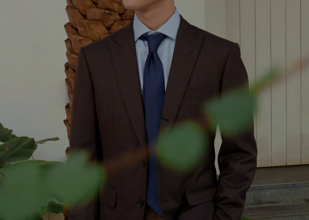 CYC-tailored-mens-brown-blazer-loro-piana-tasmanianCYC-tailored-mens-brown-blazer-loro-piana-tasmanian-jacket-broken-suit-with-blue-business-shirt-look