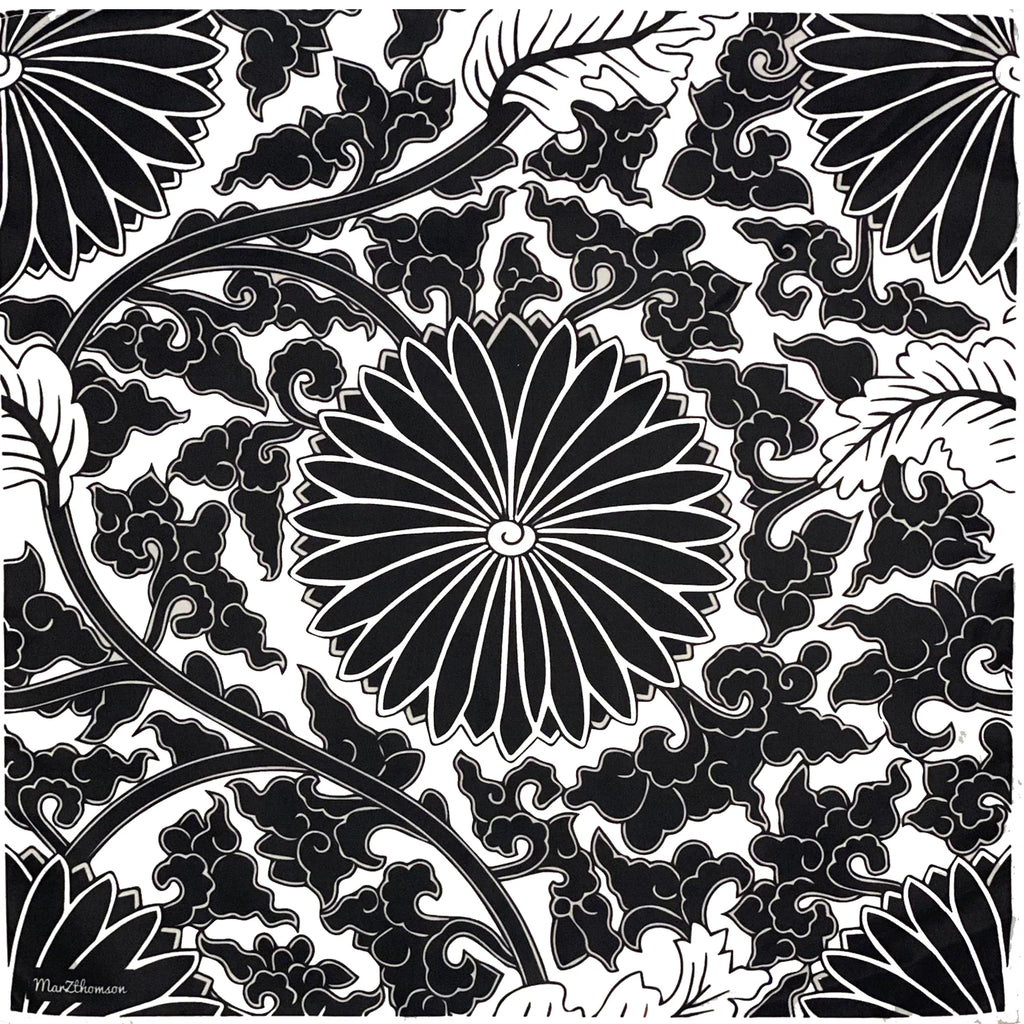 Peranakan-Floral-Print-Pocket-Square-J-Pocket-Squares-MarZthomson-Black