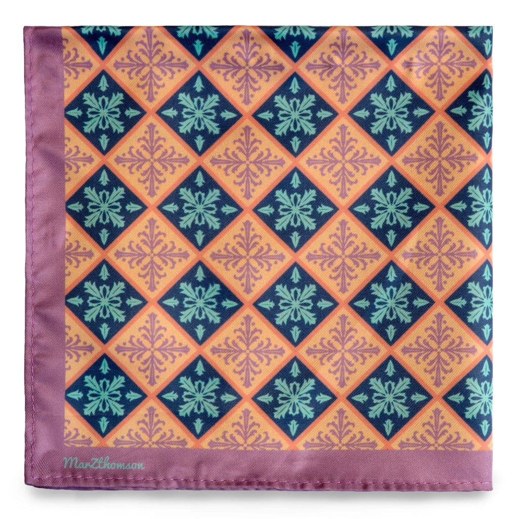 Peranakan-Tiles-Pocket-Square-in-Persian-Orange-and-Light-China-Rose-Trimmings-J-Pocket-Squares-MarZthomson