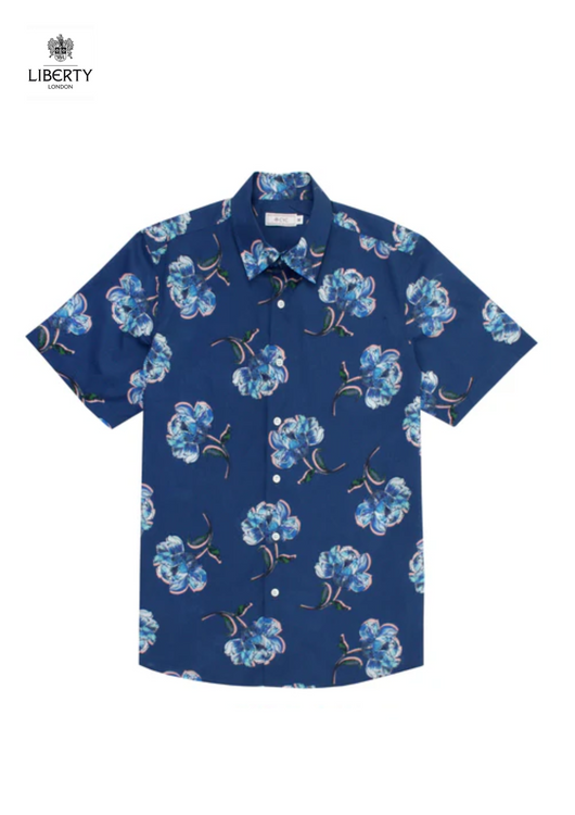 Painted Peony Men's Printed Short Sleeve Shirt