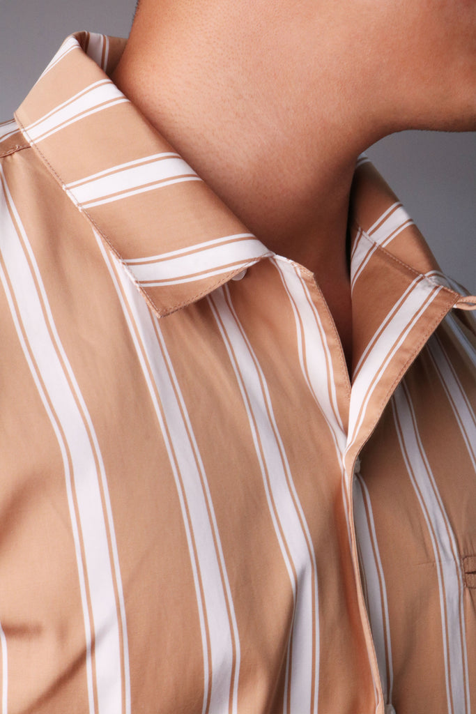1935-by-cyc-milk-tea-brown-striped-short-sleeves-casual-shirt-collar