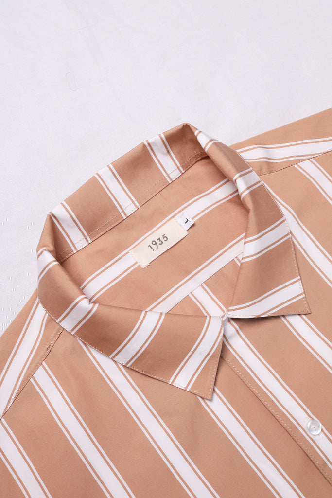 1935-by-cyc-milk-tea-brown-striped-short-sleeves-casual-shirt-flat-collar
