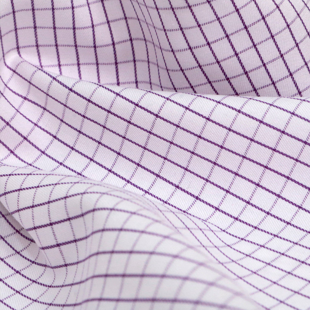 Albini-Lilac-Checked-Short-Sleeve-Shirt