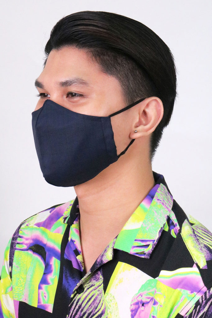 CYC-Reuable-Wool-Mask-Black-On-Blue-Checkered-Male-Model