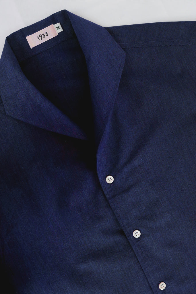 Getzner-Shawl-Collar-Short-Sleeve-Shirt-Navy-Details